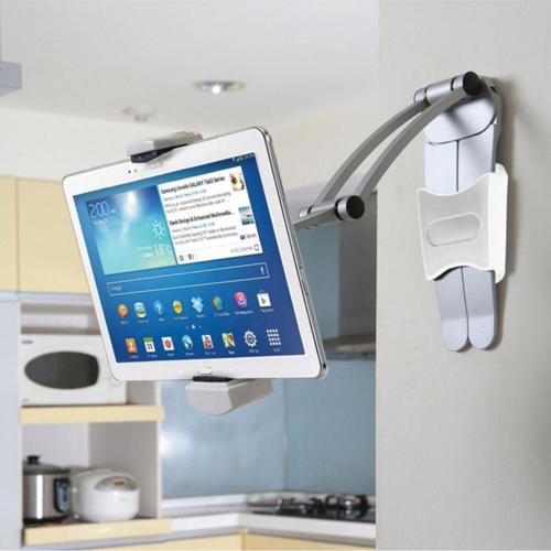 Çok Fonkisyonlutablet-Telefon Tutacağı Mutfak Masaüstü Dolap Duvar Montaj Tutucu Standı Beyaz
