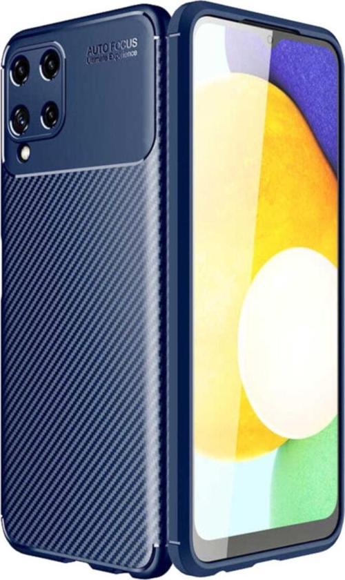 Galaxy M32 Uyumlu  Kılıf Karbon Delüx Tpu Silikon Lacivert