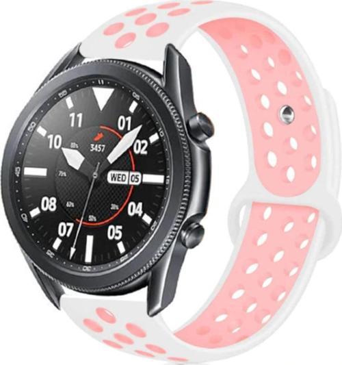 Galaxy Watch 3 45 mm Delikli Beyaz-Pembe Spor Kayış