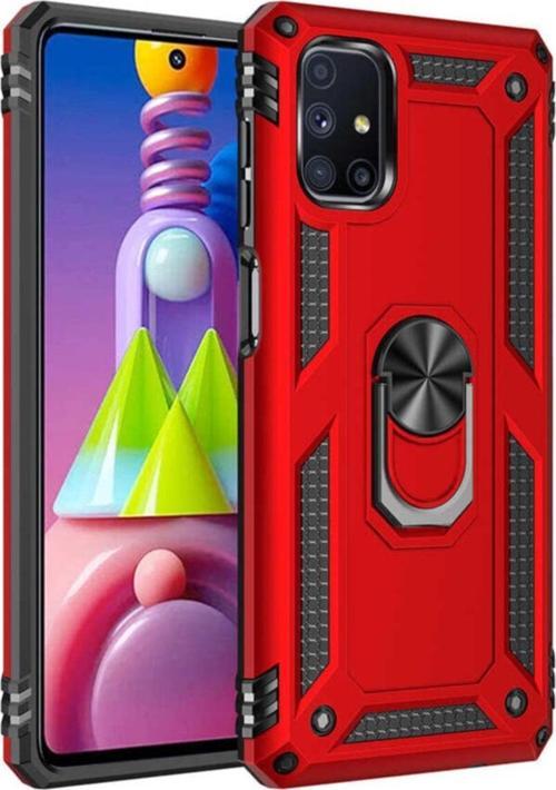Galaxy M51 Kılıf Shockproof Yüzük Tutuculu Vega Kırmızı