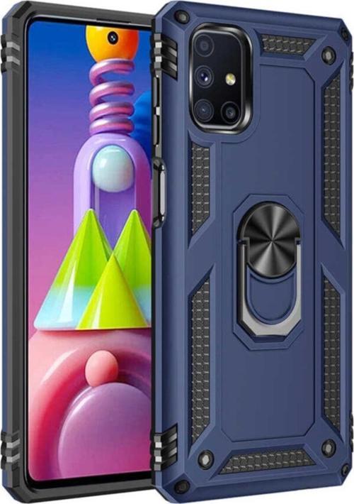 Galaxy M51 Kılıf Shockproof Yüzük Tutuculu Vega Mavi