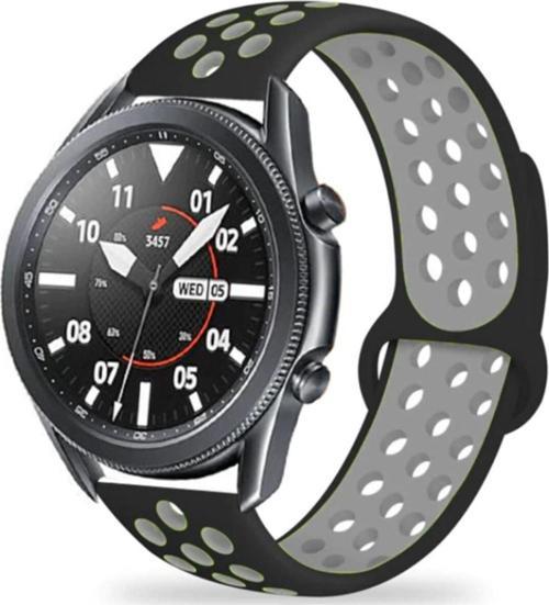 Galaxy Watch 3 45mm Delikli Spor Kayış Siyah - Gri