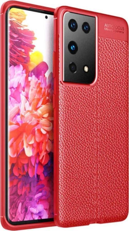 Galaxy S21 Ultra Kılıf Niss Silikon Deri Görünümlü Kırmızı