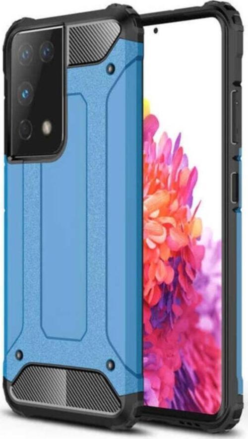 Galaxy S21 Ultra Kılıf Shockproof Slikon Zırh Mavi