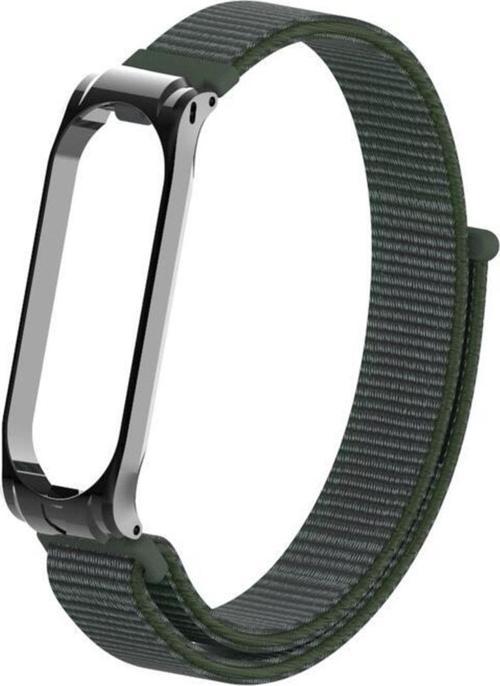 Mi Band 4 Ile Uyumlu Saat Kayışı Hasır Örme Metal Çerçeve Kordon Kayış Haki