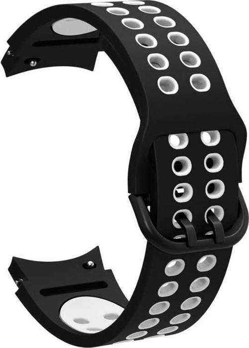 Galaxy Watch 4 Classic Ile Uyumlu 44mm Iki Kancalı Metal Tokalı Iridescent Kordon Siyah-beyaz