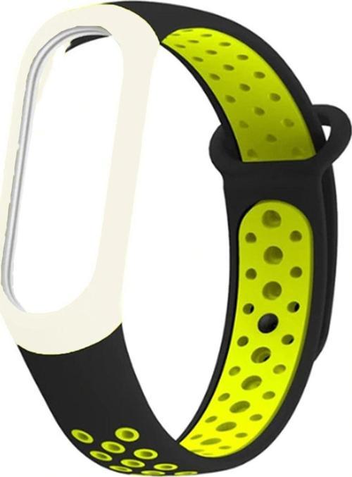 Mi Band 4 Sports Uyumlu Delikli Kayış Siyah Yeşil