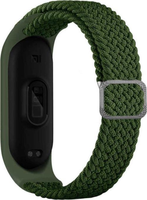 Mi Band 5 Mixed Hasır Örme Kordon Kayış Yeşil
