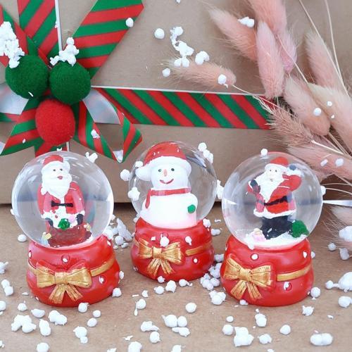 Noel Baba Kardan Adam 3'lü Set Cam Küre Işıklı Dekoratif Yılbaşı Özel Tasarım 6cm x 4cm No:5