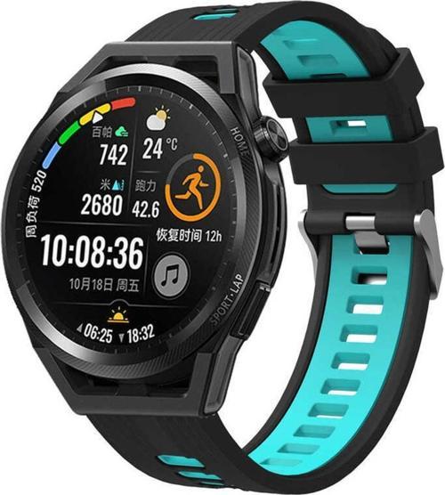 Galaxy Watch 46mm Grealish Delikli Silikon Kordon Siyah - Mavi
