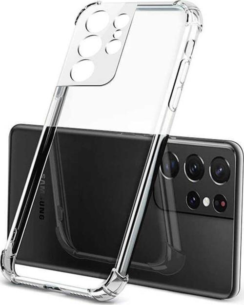 Galaxy S22 Ultra Ile Uyumlu Kılıf Kamera Korumalı Clear Anti-shock Sert Arka Kapak Şeffaf