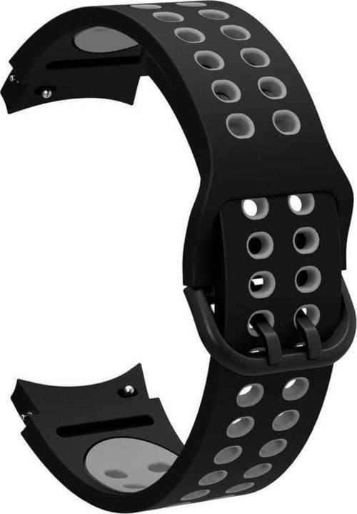Galaxy Watch 5 Pro Ile Uyumlu Iki Kancalı Metal Tokalı Çift Renk Spor Silikon Kordon Siyah-gri