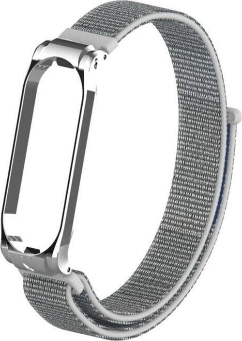 Xiaomi Mi Band 4 Ile Uyumlu Saat Kayışı Hasır Örme Metal Çerçeve Kordon Kayış Gri