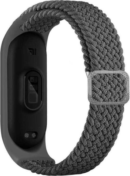 Xiaomi Mi Band 4 Uyumlu Mixed Hasır Örme Kordon Kayış Gri