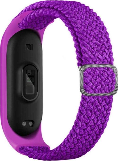 Xiaomi Mi Band 5  Uyumlu Mixed Hasır Örme Kordon Kayış Pitaya