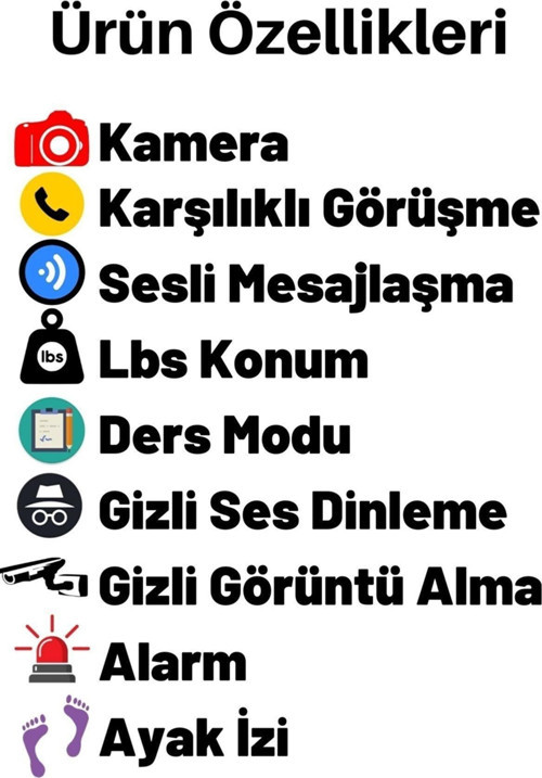 Q19 LBS Konumlu Akıllı Çocuk Takip Saati, Sim Kartlı Arama, Kameralı, S.o.s ve Gizli Dinleme Özellikli