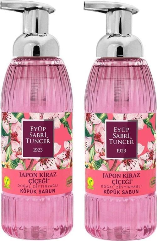 2 Adet  Japon Kiraz Çiçeği Doğal Zeytinyağlı Köpük Sabun 500 Ml