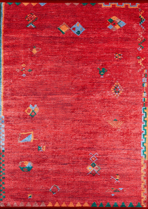 Gubkin Kırmızı Makinada Yıkanabilir Kaymaz Taban Dijital Makine Baskı Salon Halı-I-Haln-HLN1128-120x180