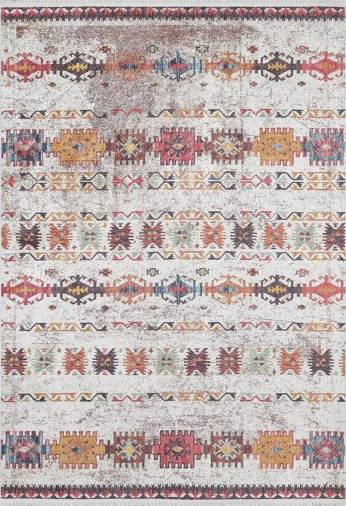 Jaipur Kırmızı Modern Etnik Desenli Makinada Yıkanabilir Hav Toz Vermez Leke Tutmayan Kaymaz Taban Dijital Makine Baskı Salon Yolluk Mutfak Halı