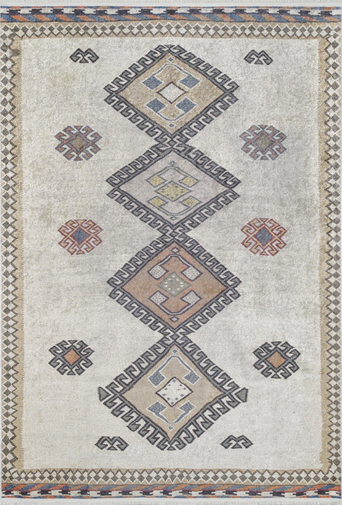 Tlalnepantla Bej Makinada Yıkanabilir Kaymaz Taban Dijital Makine Baskı Salon Halı-I-Haln-HLN1567-80x150