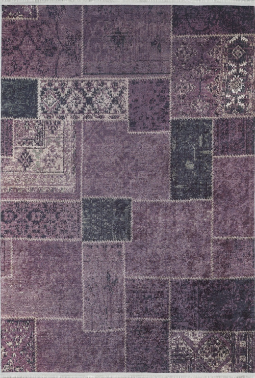 BialyBor Mor Patchwork Etnik Modern Desenli Makinada Yıkanabilir Hav Toz Vermez Leke Tutmayan Kaymaz Taban Dijital Makine Baskı Salon Yolluk Mutfak Halı