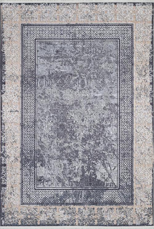 Jamnagar Gri Çerçeveli Etnik Modern Desenli Pamuk Makinada Yıkanabilir Hav Toz Vermez Leke Tutmayan Kaymaz Taban Dijital Makine Baskı Salon Yolluk Mutfak Halı