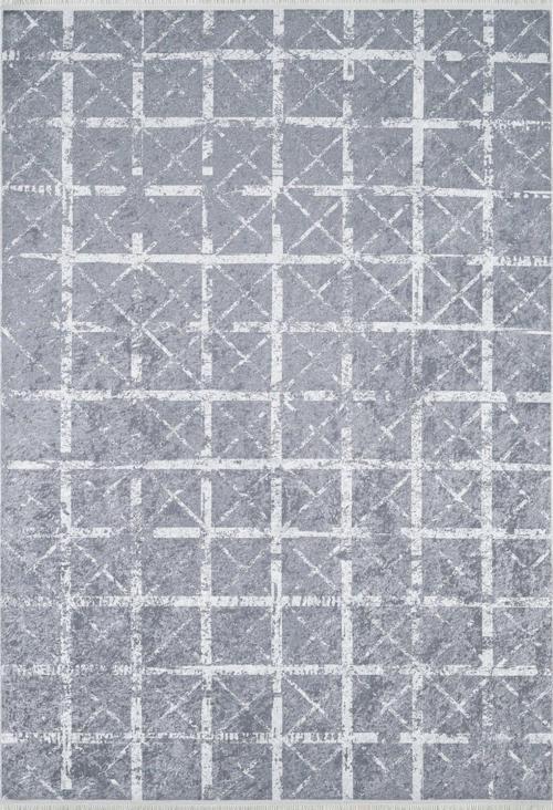 Angren Gri Çizgili Etnik Modern Desenli Pamuk Makinada Yıkanabilir Hav Toz Vermez Leke Tutmayan Kaymaz Taban Dijital Makine Baskı Salon Yolluk Mutfak Halı