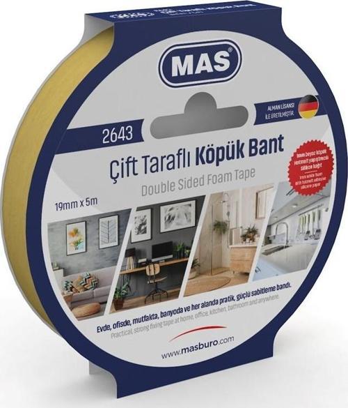 ÇİFT TARAFLI KÖPÜK BANT 19MM X 5M 2643