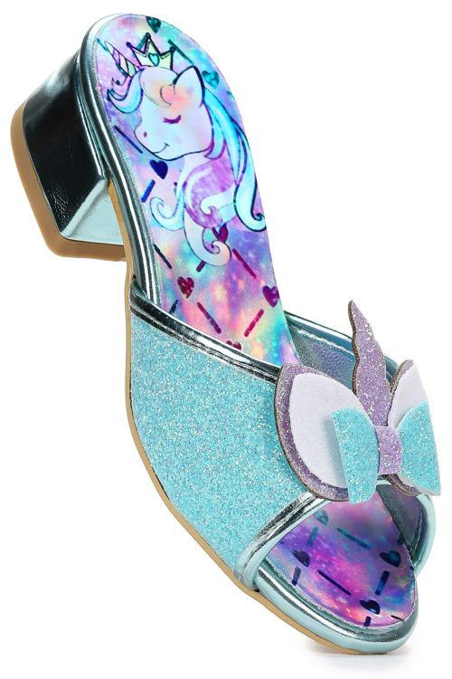  Unicorn Kız Çocuk Topuklu Simli Abiye Terlik