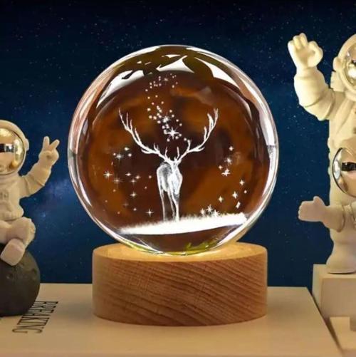 Cam Küre Işıklı Göz Yormayan Masaüstü Aydınlatma Gece Lamba Dekoratif Çocuk Salon 6cm x 6cm GEYİK