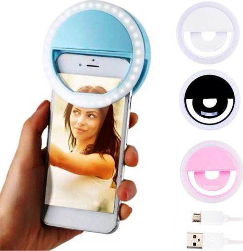 Selfie Işık Telefon Işığı Şarjlı 3 Kademeli Led Işık Ring Light Pembe