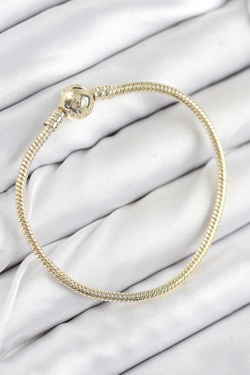 Pirinç Charm Topcuk Model Gold Renk Kadın Bileklik 7807