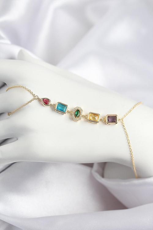 Pirinç Renkli Zirkon Taşlı Model Gold Renk Şahmeran 725