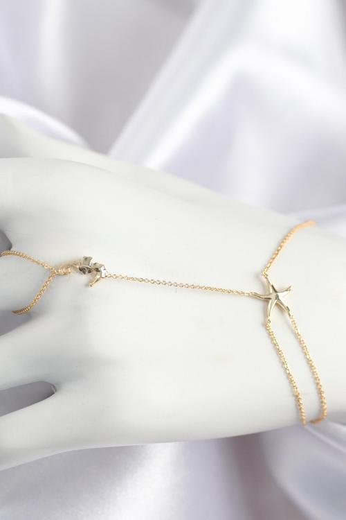 Pirinç Zirkon Taşlı Deniz Atı Ve Yıldız Model Gold Renk Şahmeran 713