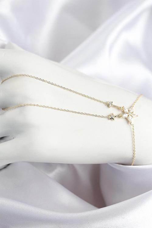 Pirinç Zirkon Taşlı Yıldız Model Gold Renk Şahmeran 710