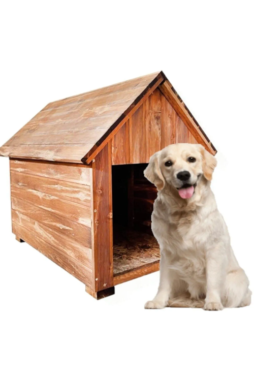 Orta Boy Irk Köpekler Için Doğal Ahşap Kulübe Dış Mekan Köpek Evi