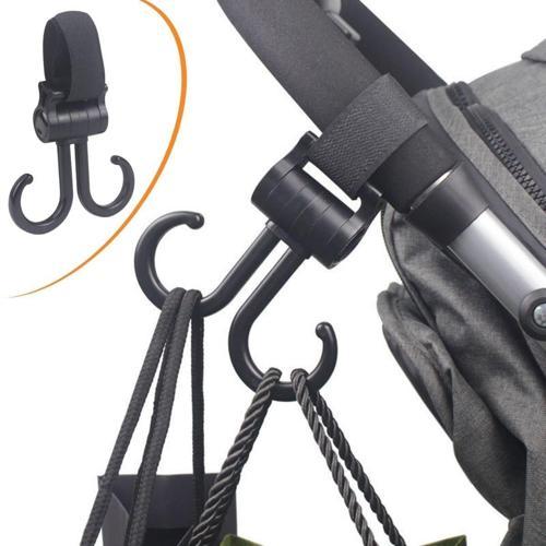 2li Bebek Arabasına Uyumlu Cırtlı  Eşya Taşıma Aparatı 360 Derece Dönebilen Plastik Kanca 