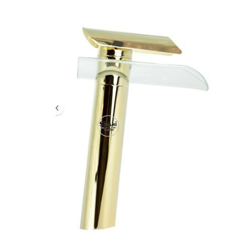 Gold Renk Cam Detaylı Modern Ve Dayanıklı Lavabo Bataryası