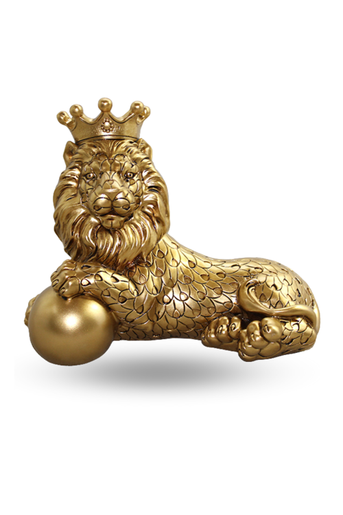 Büro Ev Ofis Hediyesi için 17X22CM Dekoratif Polyester Taçlı Aslan Figürü