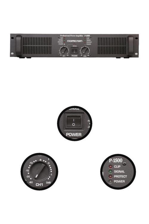 Omcron P-1500 2x750W Çift Çıkışlı Stereo Power Anfi Güç Anfisi