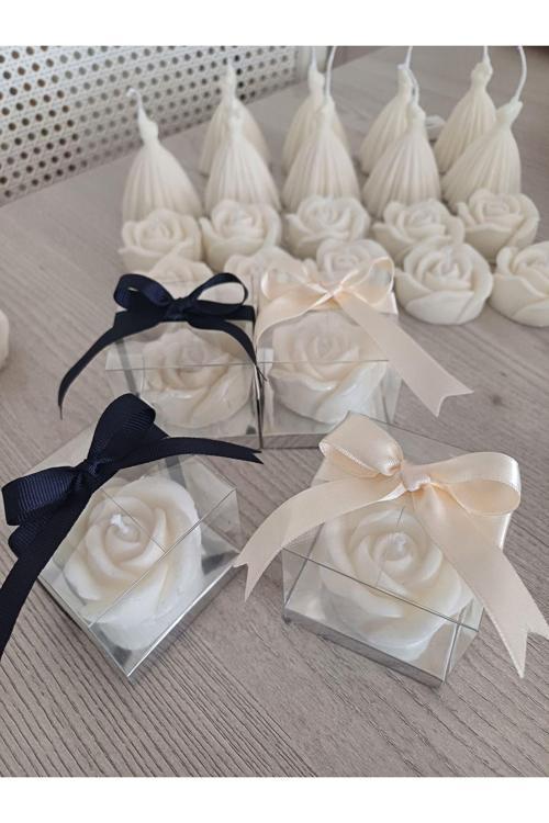Gül Mum 20 Adet,Düğün,Nikah,Kına,Söz,Nişan,Bebek Mevlüdü,Umre Hac Hediyelik Mum,Yenidoğan Hediye Mum