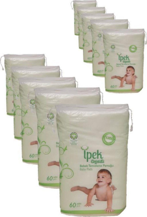 Organik Bebek Temizleme Pamuğu 60'lı X 10'li Paket