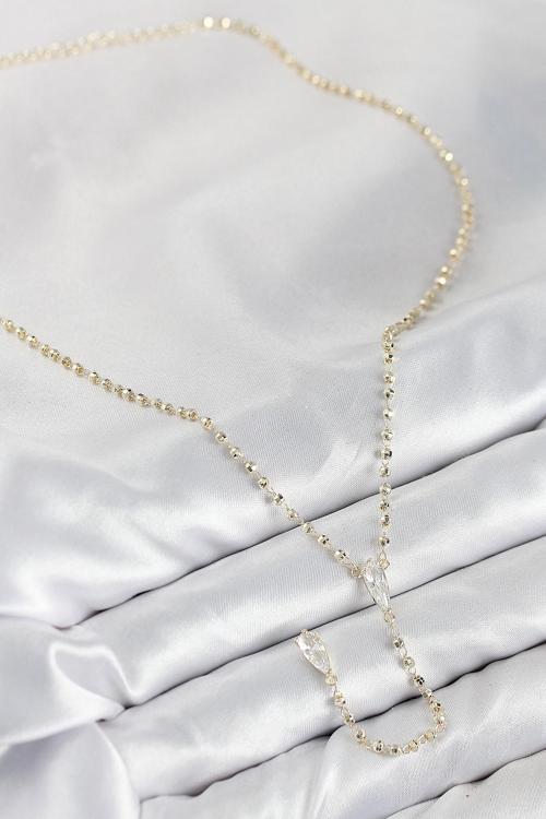 Zarif Kadın için Golden Pirinç Zirkonlu Stil Y Kolye