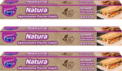 Natura 3 Adet Ağartılmamış Organik Hazır Kesilmiş Pişirme Kağıdı 10'lu
