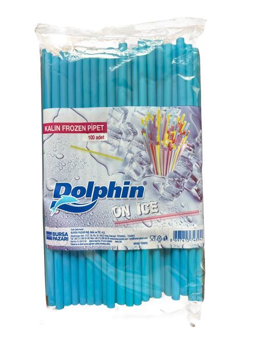 Frozen Kalın Kokteyl Buzlu İçecek Pipet - Düz - Turkuaz - 22 Cm. - 8 mm. -100 Adetlik Paket