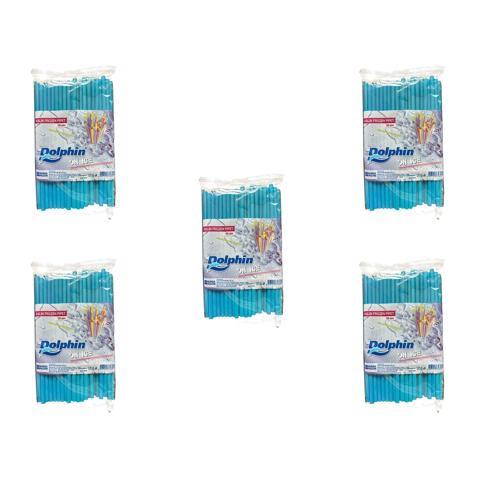 Frozen Kalın Kokteyl Buzlu İçecek Pipet - Düz - Turkuaz - 22Cm. - 8mm. -100 Adetlik 5 Paket