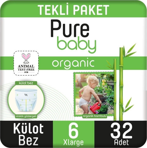 Organik Bambu Özlü Külot Bez Tekli Paket 6 Numara Xlarge 32 Adet