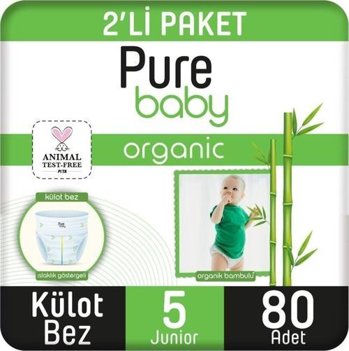 Organik Pamuklu Külot Bez 2'li Paket 5 Numara Junior 80 Adet