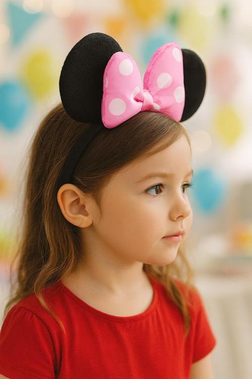 Minnie Mouse Temalı Pembe Kulak Taç – Eğlenceli Parti Aksesuarı