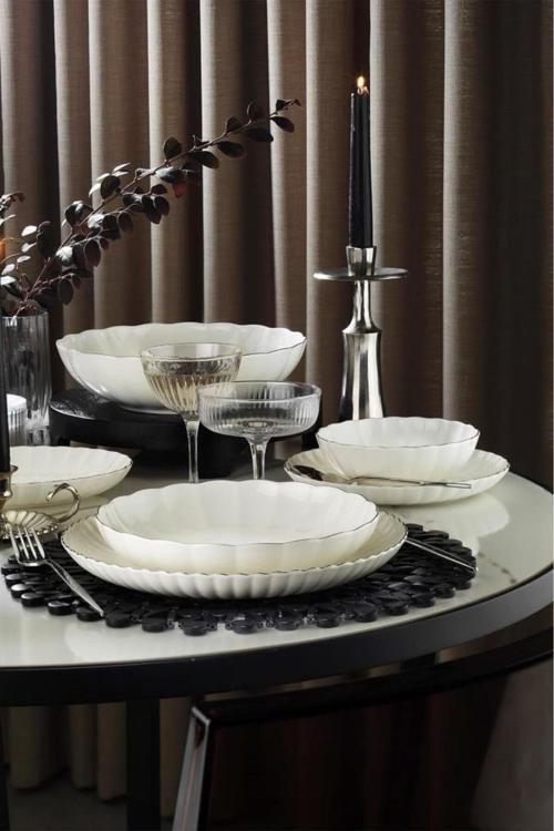 Bone Luz Form Yemek Takımı Platin 27 Parça 6 Kişilik